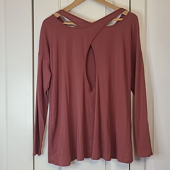 Lululemon Back Into It Long Sleeve cross back Top So Merlot Size XL - Picture 5 of 8